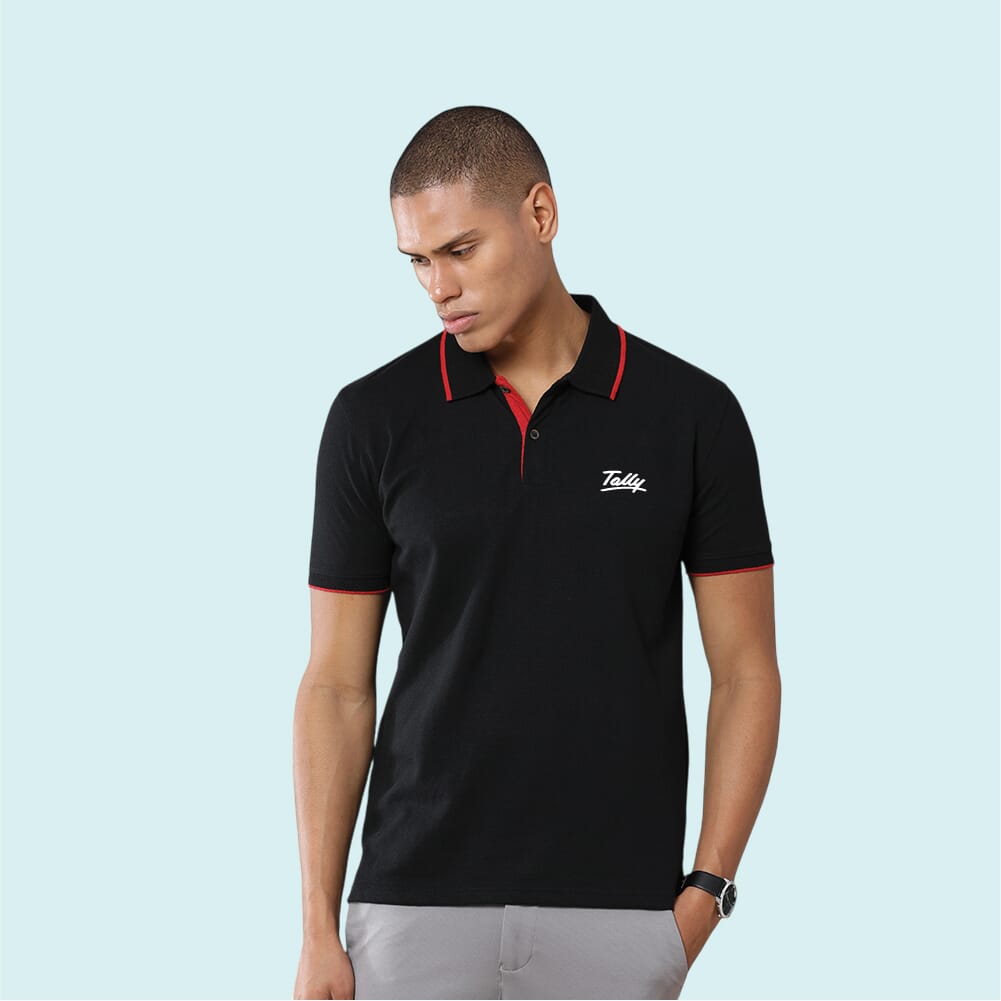 Greys&Blues Jacq Polo T-Shirt-Black with Red